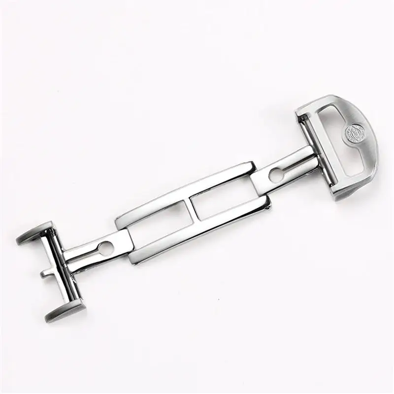 SCHIK 18mm solid Stainless Steel Butterfly Buckle For IWC IW323101 Big Pilot Watchband Strap Silver Clasp folding buckle