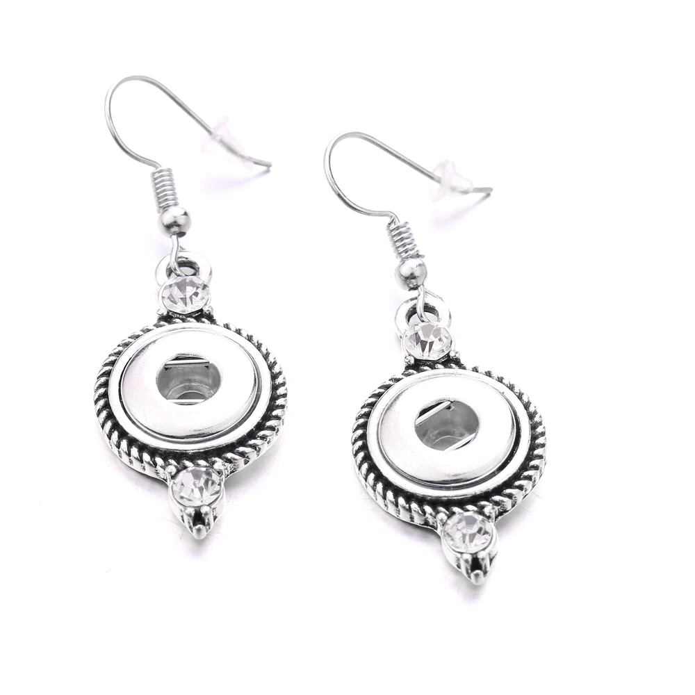 15pcs Vintage Style Metal 12mm Snap Button Earrings Heart Star Mini DIY Snaps Buttons Earring  Women Jewelry