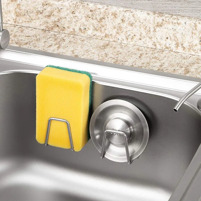 Kitchen Storage Rack Sink Sponge Rack Wall Mounted Organizer Dish Drying Rack Sink Drain Rack Sink Sponge Holder Under Sink Storage Rack Under Sink Organizer Kitchen Stainless Steel Sink Sponges Holder Drain Drying Rack Self Adhesive Storage Holder Wall Hooks Kitchen Organizer Tool