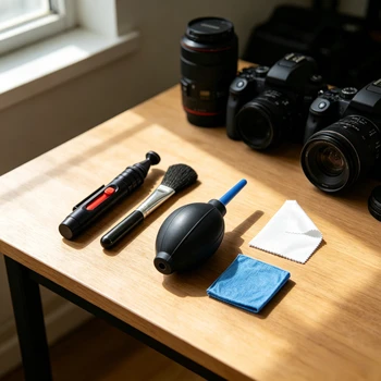Kit Professionale per la Pulizia della Fotocamera: Soffiatore d'Aria, Pennello, Panno per Obiettivi DSLR, Filtri, Sensore, Schermo LCD, Telefono, Occhiali - Strumenti di Pulizia