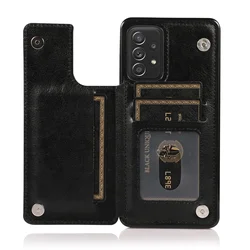 Deluxe Flip Leather Wallet Case with Card Holder Cover - Samsung A20 A30 (Black)