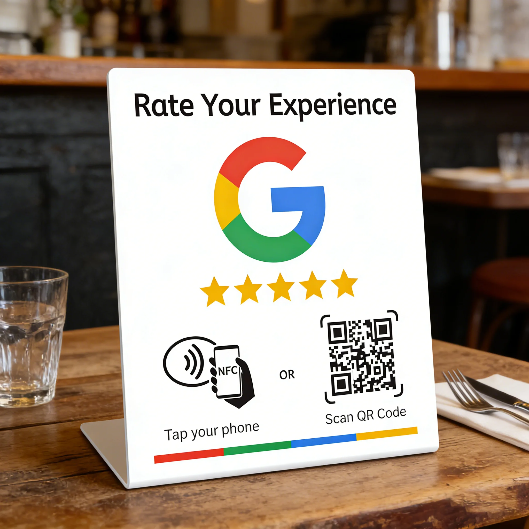 Premium NFC Display Stand for Google Reviews - Programmable 13.56MHz Card Station