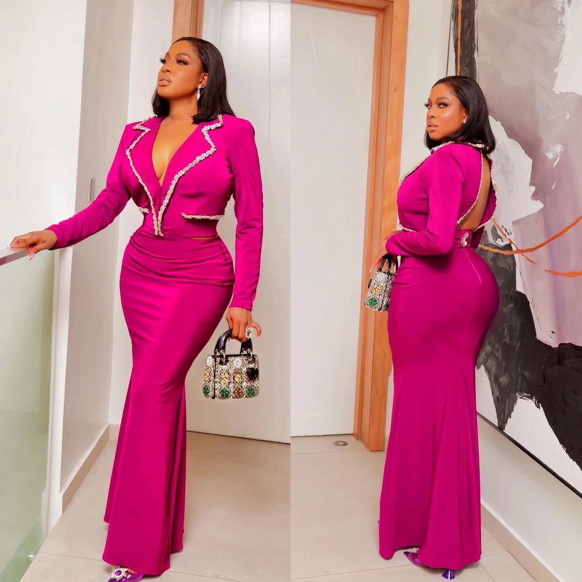 Women Party Dresses Full Sleeve Prom Blazer 1 Piece Notched Lapel Slim Fit Tops Ankle Length Casual Gown