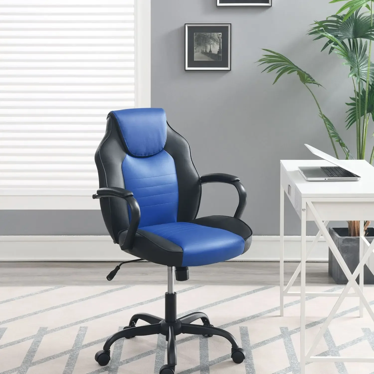 

Ergonomic High Back Executive OFFICE CHAIR in Sleek Black Faux Leather with Lumbar Support and Adjustable Armrests for Home Offi
