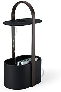 

Side Table with Storage and Cable Management, White 9.5 in x 13.75 in x 27 in