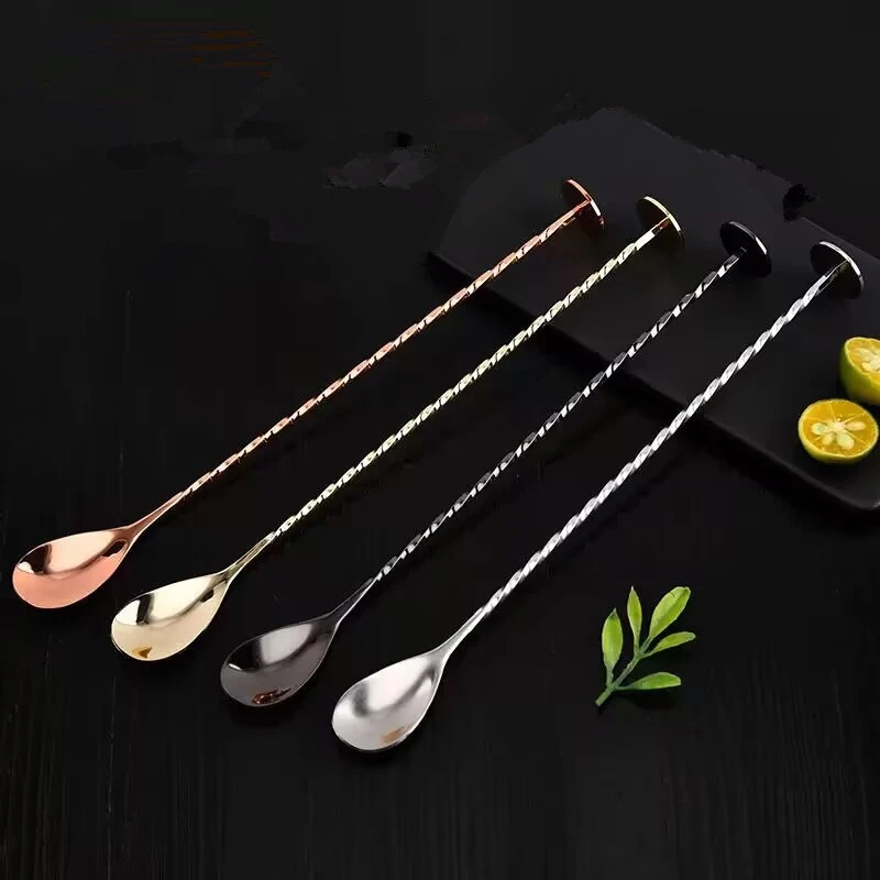 27.5cm Stainless Steel Cocktail Bar Spoon Disc Tail Drink Mixer Bar Stirring Mixing