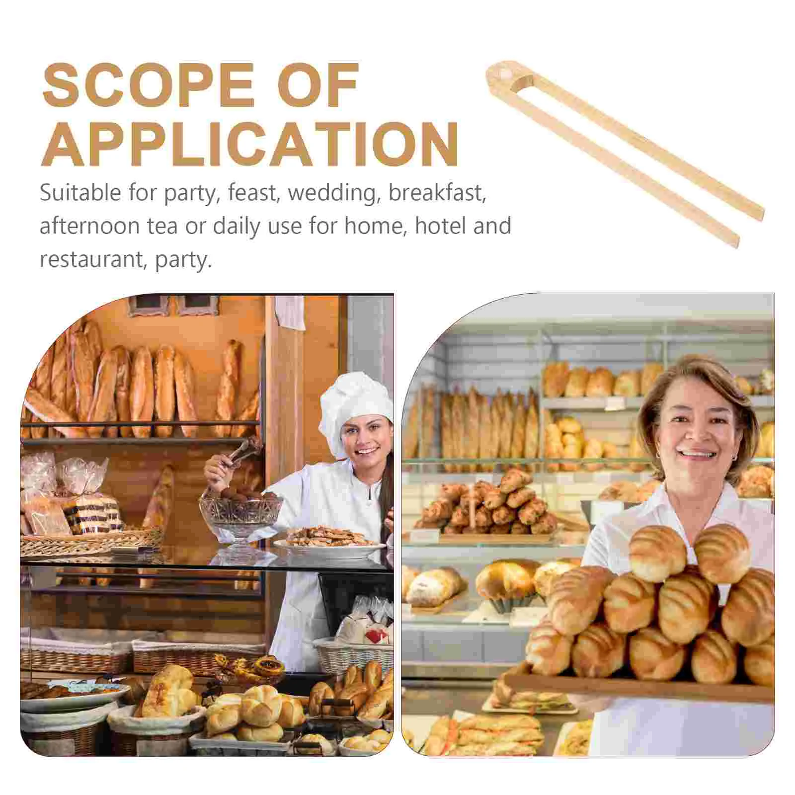 Ergonomic Bamboo Toaster Tongs Bread Clamp Kitchen Utensils Cooking Tools Food Serving Tongs Pastry Clip Dining Accessories