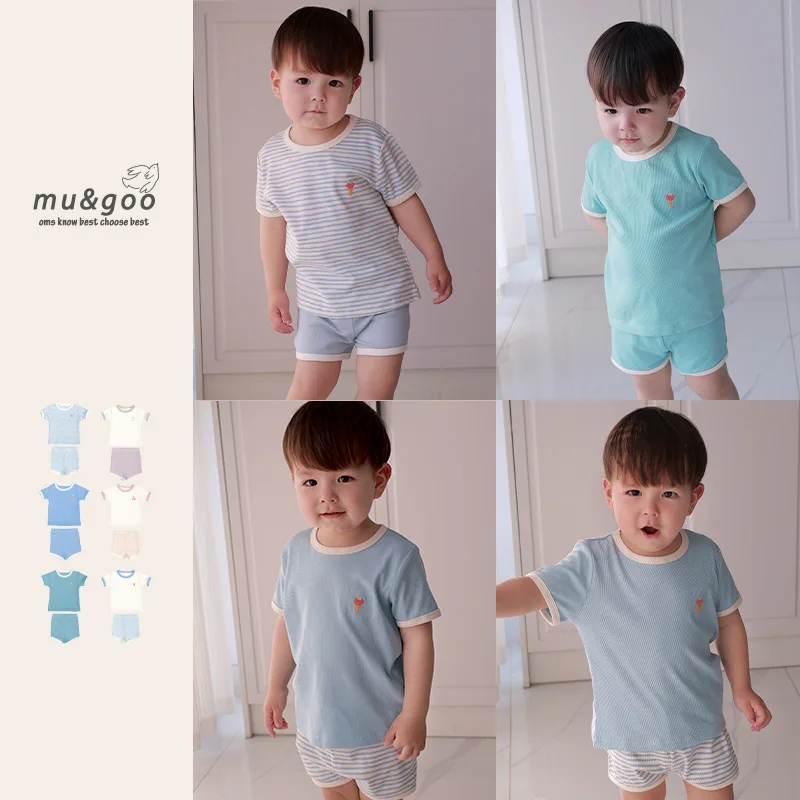 

Jenny&Dave Children's short sleeved T-shirt set casual 2024 spring/summer new skin friendly and comfortable men and women's bab