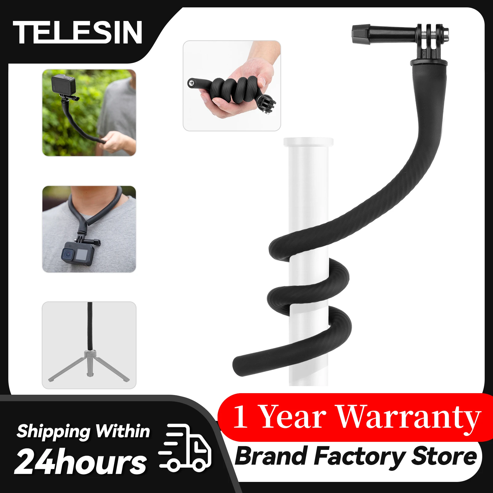 

TELESIN Flexible Selfie Stick Monopod Tripod for GoPro insta360 Wherever Without Any Tools for IPhone Camera Phone Universal