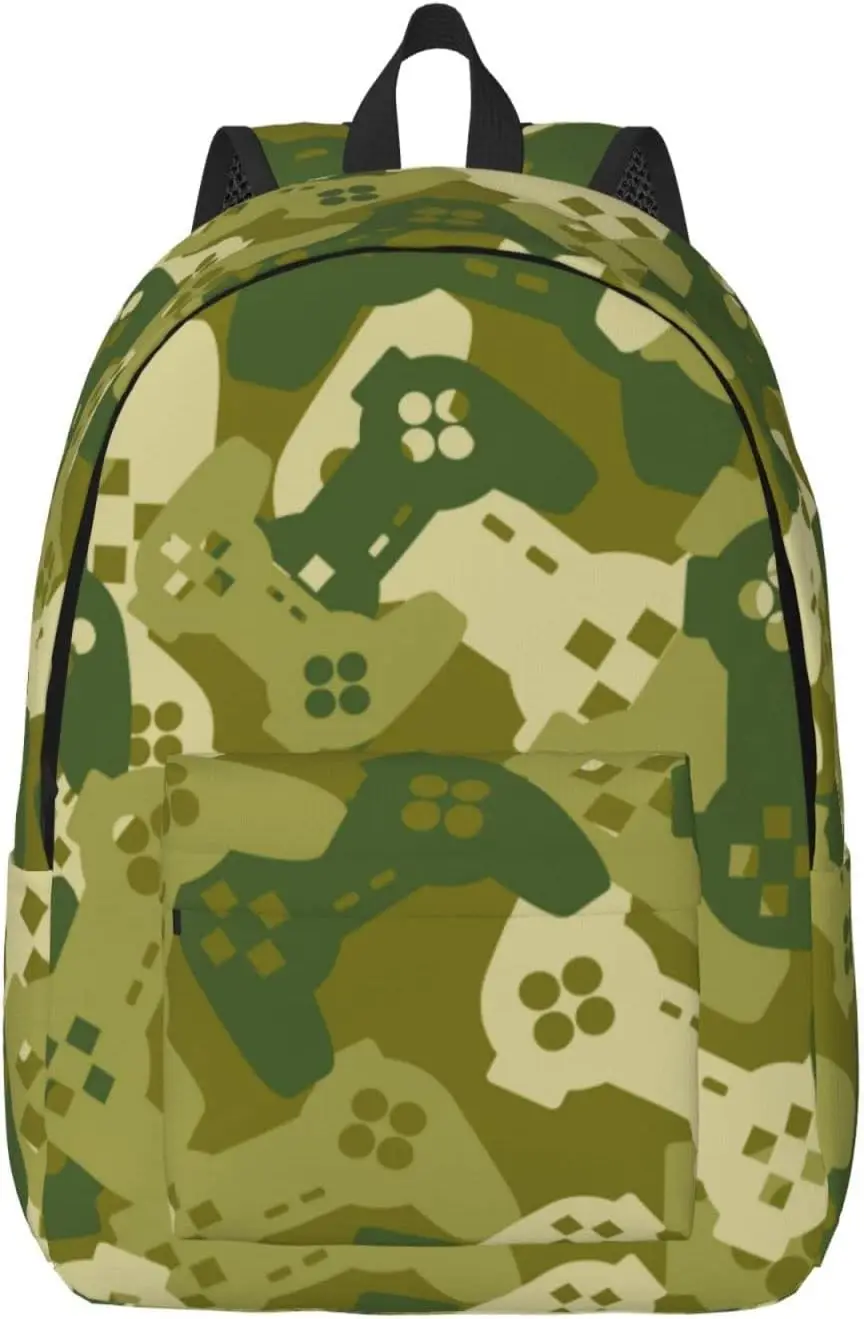 

Video Game Controller Camouflage Background Backpack 17.7 Inch Laptop Backpack Travel Hiking Daypack Multipurpose Book Bag