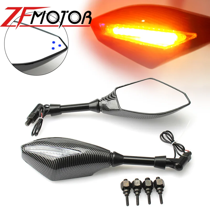Motorcycle Rearview Mirror M10 With Led Turn Signal Indicator For