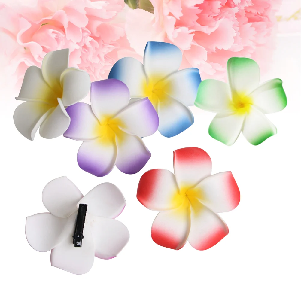 Hawaiian Hibiscus Plumeria Flower Hairpin: Fermaglio Per Capelli 12Pcs 9Cm Tropical Flower Barrette Orchid Flower Bobby Pin Luau Beach