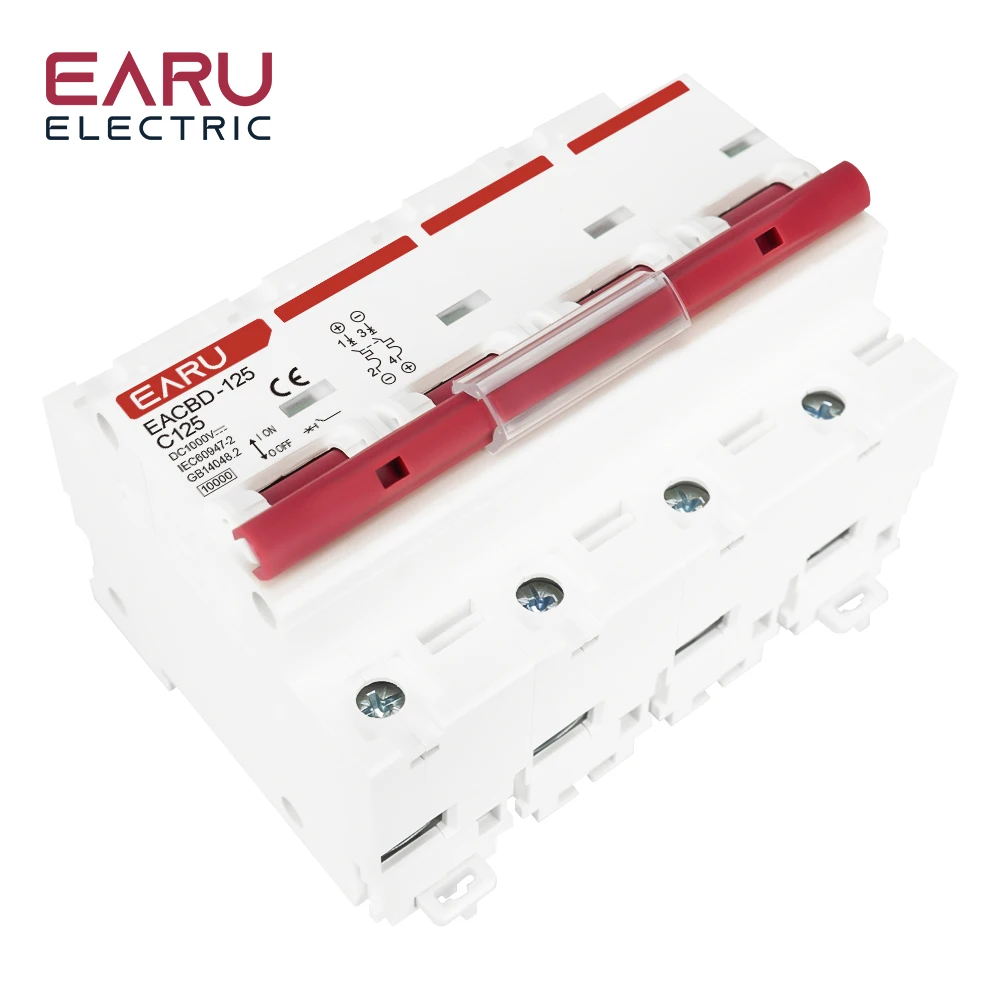 DC 1000V 1P 2P 3P 4P Solar Mini Circuit Breaker Overload Protection Switch6A~63A
