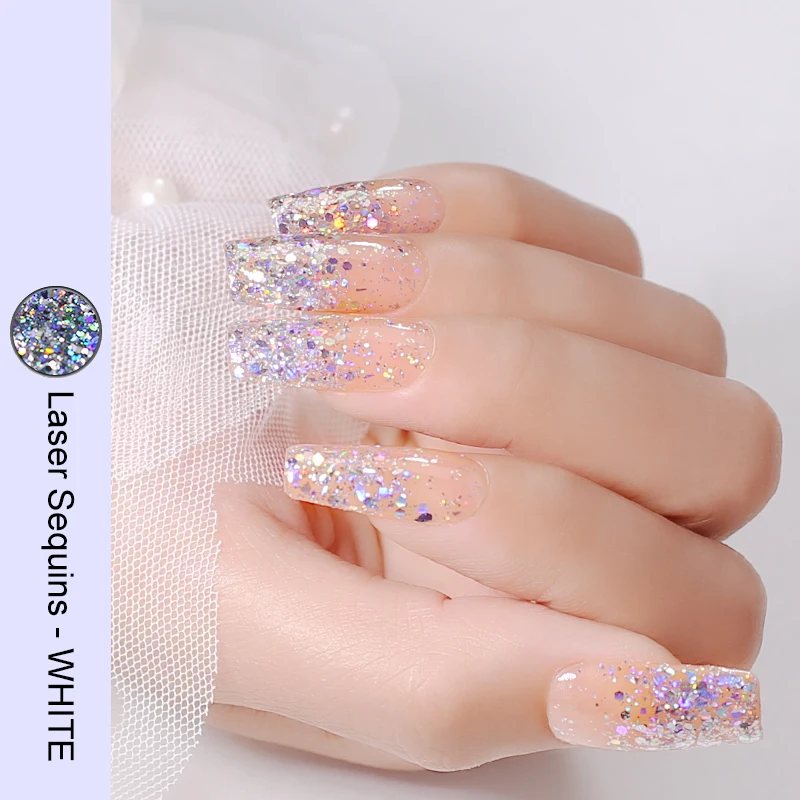 Glitter Powder For Nails Reflective Hexagon Sequin Champagne Laser Sliver  Nail Art Flakes Paillette Manicure Decorations Design