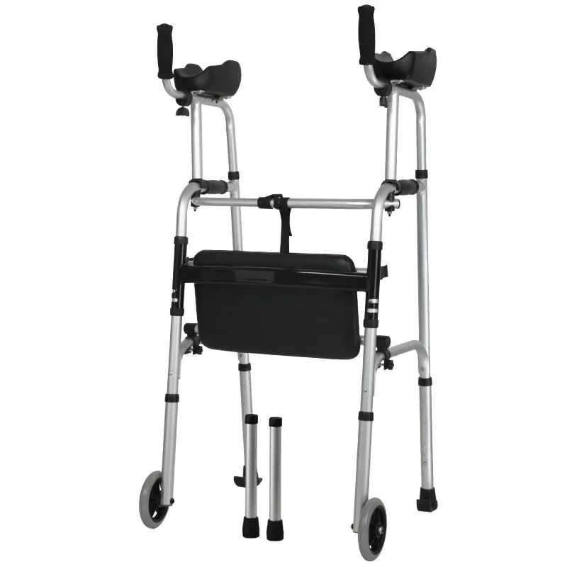 Elderly Walker Wheel Walking Inconvenience Hemiplegia Rehabilitation Four Legged Crutches Folding Body Elbow Support Holder