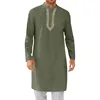Arab Style Embroidered Muslim Robe for Men Long Traditional Holiday Dress