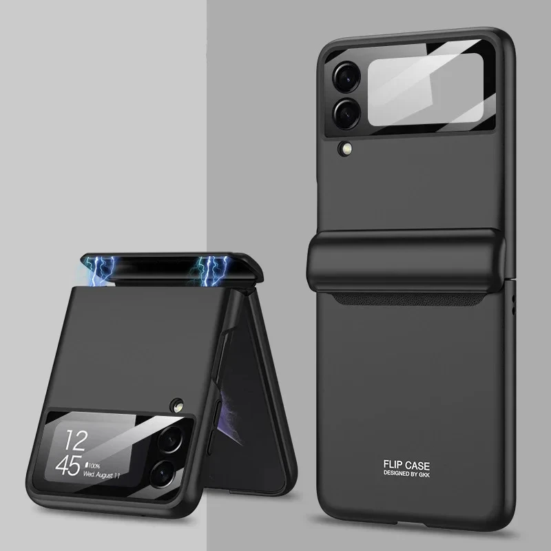 Flip4 Flip5 Magnetic Case For Samsung Galaxy Z Flip 5 4 3 5G Full Protection Hinge Luxury Cover Shell Camera Glass on Z Flip 3 4