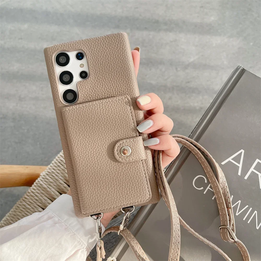 Crossbody Case For Samsung Galaxy S24 S23 S22 S21 S20 FE Plus Note 20 Ultra  A54 A34 Card Holder Wallet Lanyard Leather Cover - AliExpress