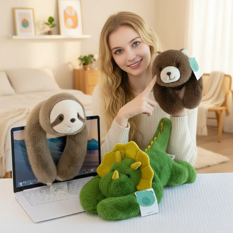 30-65cm Kawaii High Quality Forest Animal Plush Pillow Soft Long Arms Red Raccoon Dinosaur Bear Sloth Koala Plush Toy Home Decor
