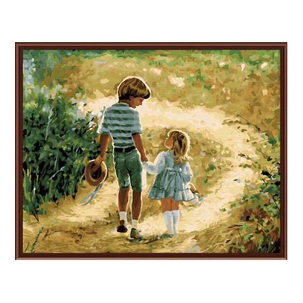 

Childhood Modern Oil Painting by Numbers Canvas Paints Picture Coloring DIY Art Crafts Vintage Wall Living Room Decor