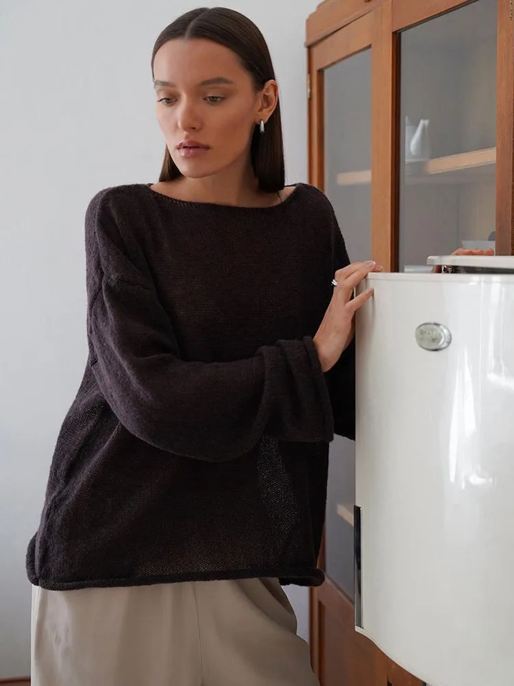 Knitted Round Neck Hollow Pullover Top Women's Summer Fashion Casual Loose Pullover Long Sleeve Streetwear Top Pullover 35 Knitted Round Neck Hollow Pullover Top Women's Summer Fashion Casual Loose Pullover Long Sleeve Streetwear Top Pullover