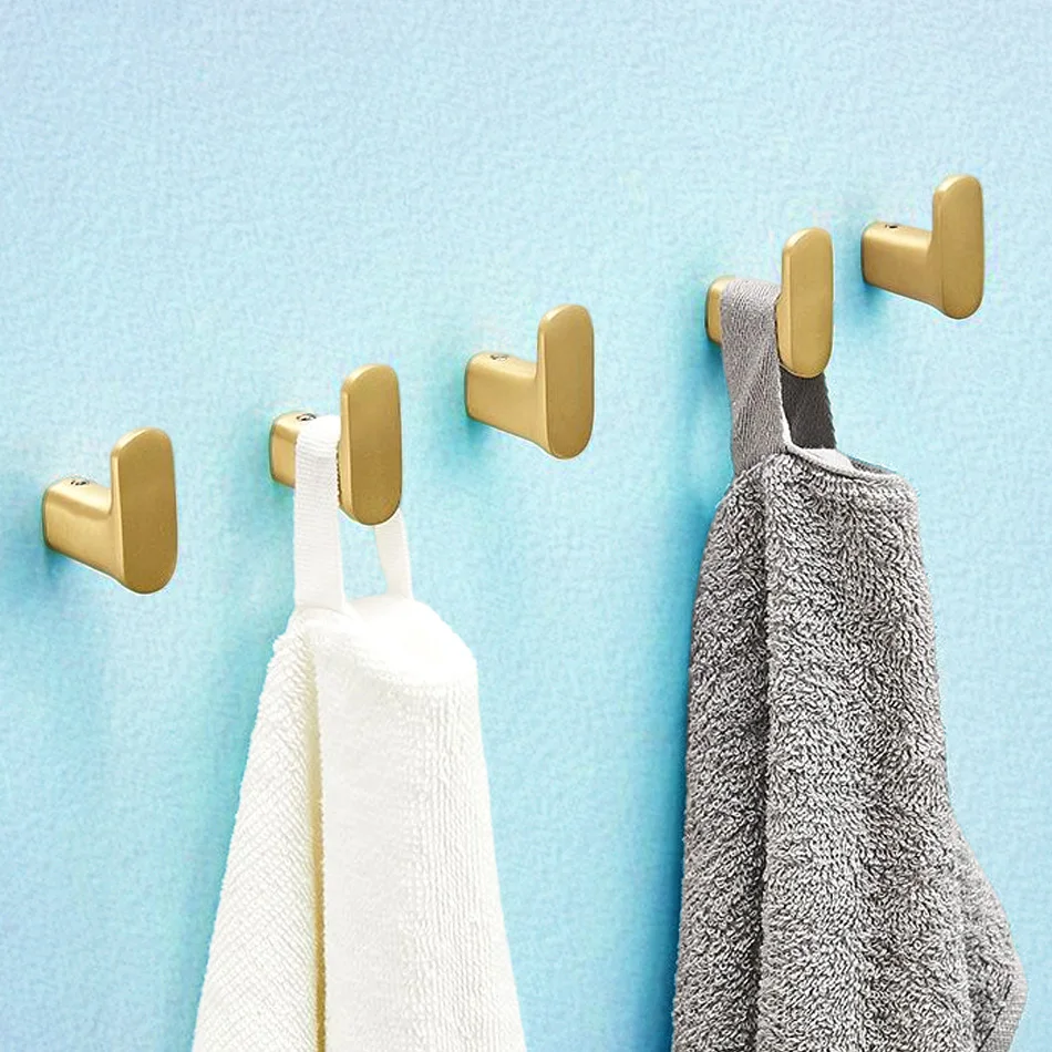 

Antique Robe Hook for Bathroom Kitchen Wall Mounted Brushed Gold Black Sliver Creative Door Coat Clothes Towel Key Hooks Brass