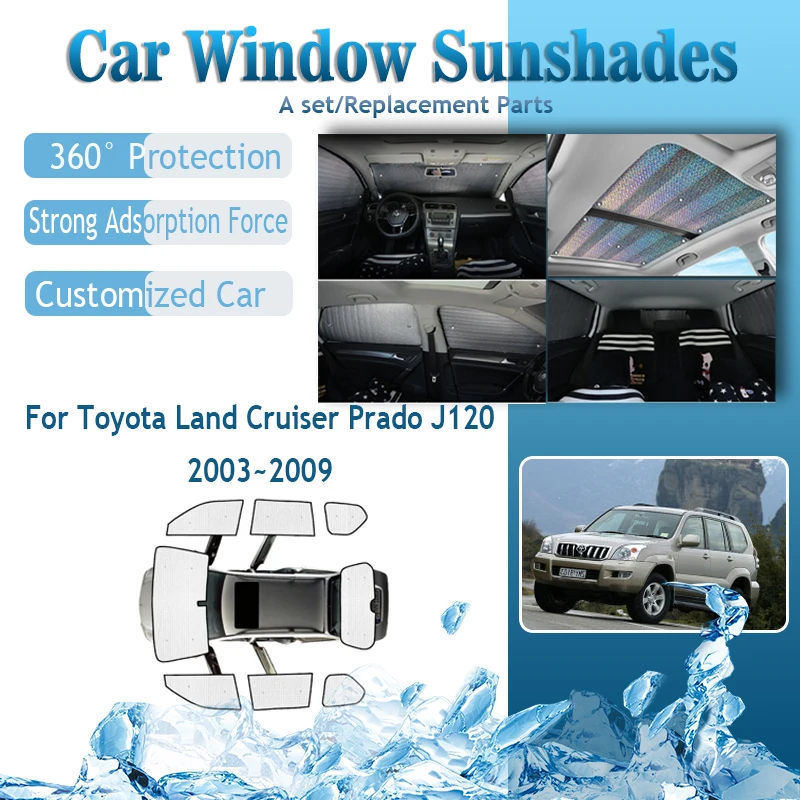 

For Toyota Land Cruiser Prado J120 2003~2009 LC120 FJ120 Car Sunshade Cover Sunscreen Window Coverage Pad Sun Shades Accessories