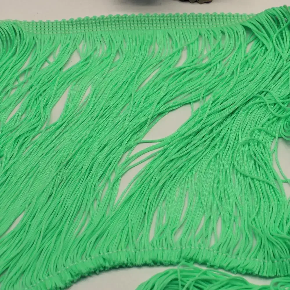 5 Yard frangia nappa pizzo per abito latino morbido Nylon Macrame Samba Dancewear finiture fai da te Neon Fluorence cucito trim 18CM - immagine 4