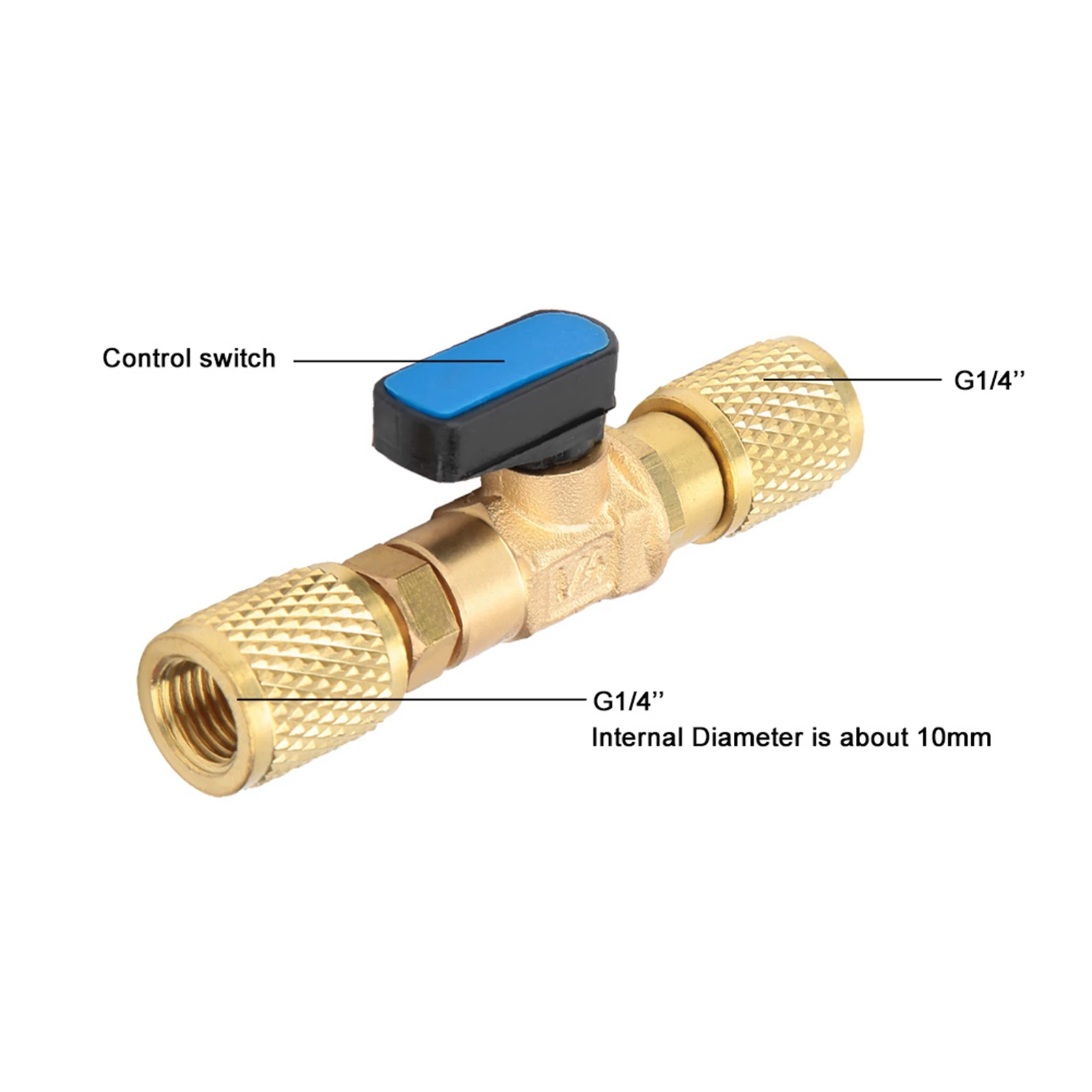 Refrigeration Ball Valve Adapter Brass Refrigerant Ball Valve Connector G1/4''
