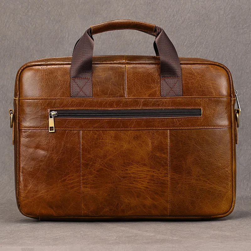 Luufan Genuine Leather Men's Business Handbag 15" Laptop Briefcase Bag Male A4 Document Shoulder Message Computer Bag Work Tote 3