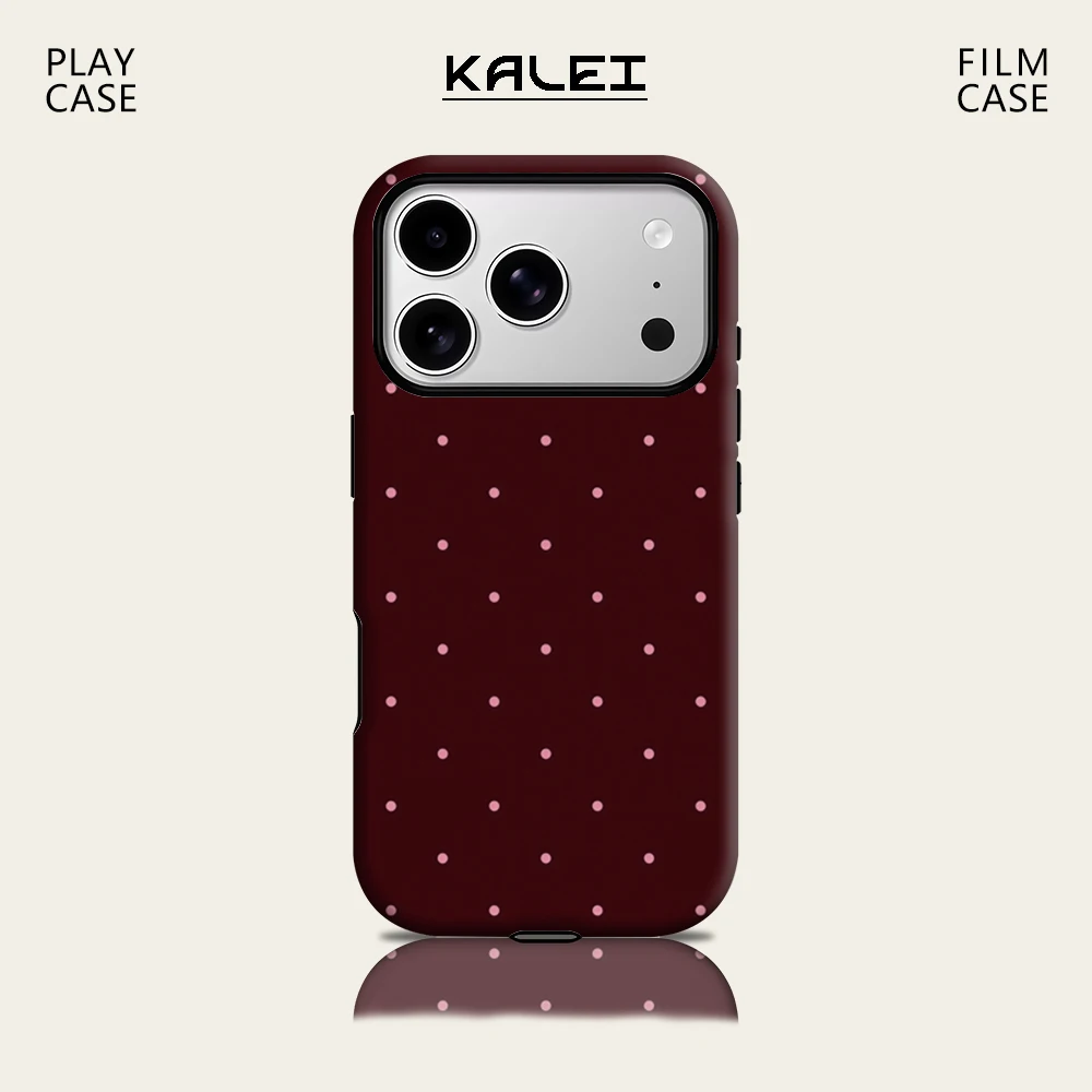 Coque de téléphone de luxe à pois bordeaux, étui arrière de luxe à Double couche pour iPhone Pro Max Air Plus