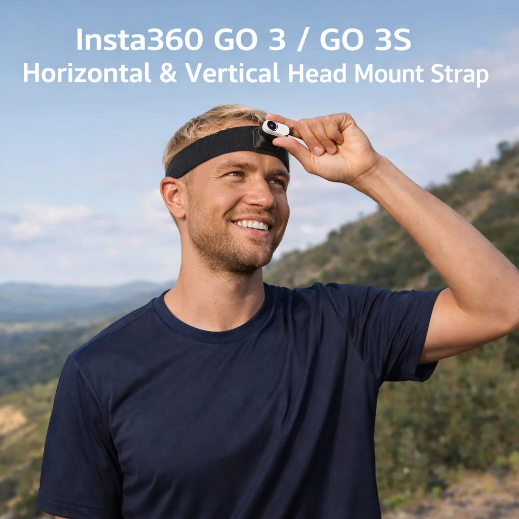 Support Insta360 GO 3/3S : sangle tête réglable anti-transpiration