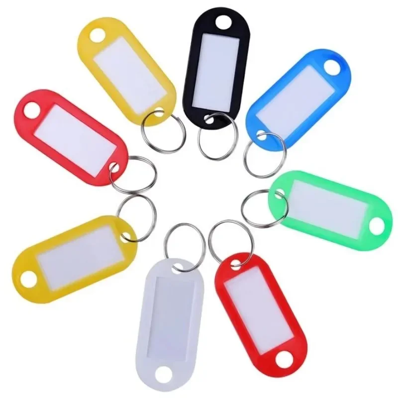 Plastic Keychain Tags 50pcs/lot Colorful Numbered Name Baggage Tag ID Label With Split Ring