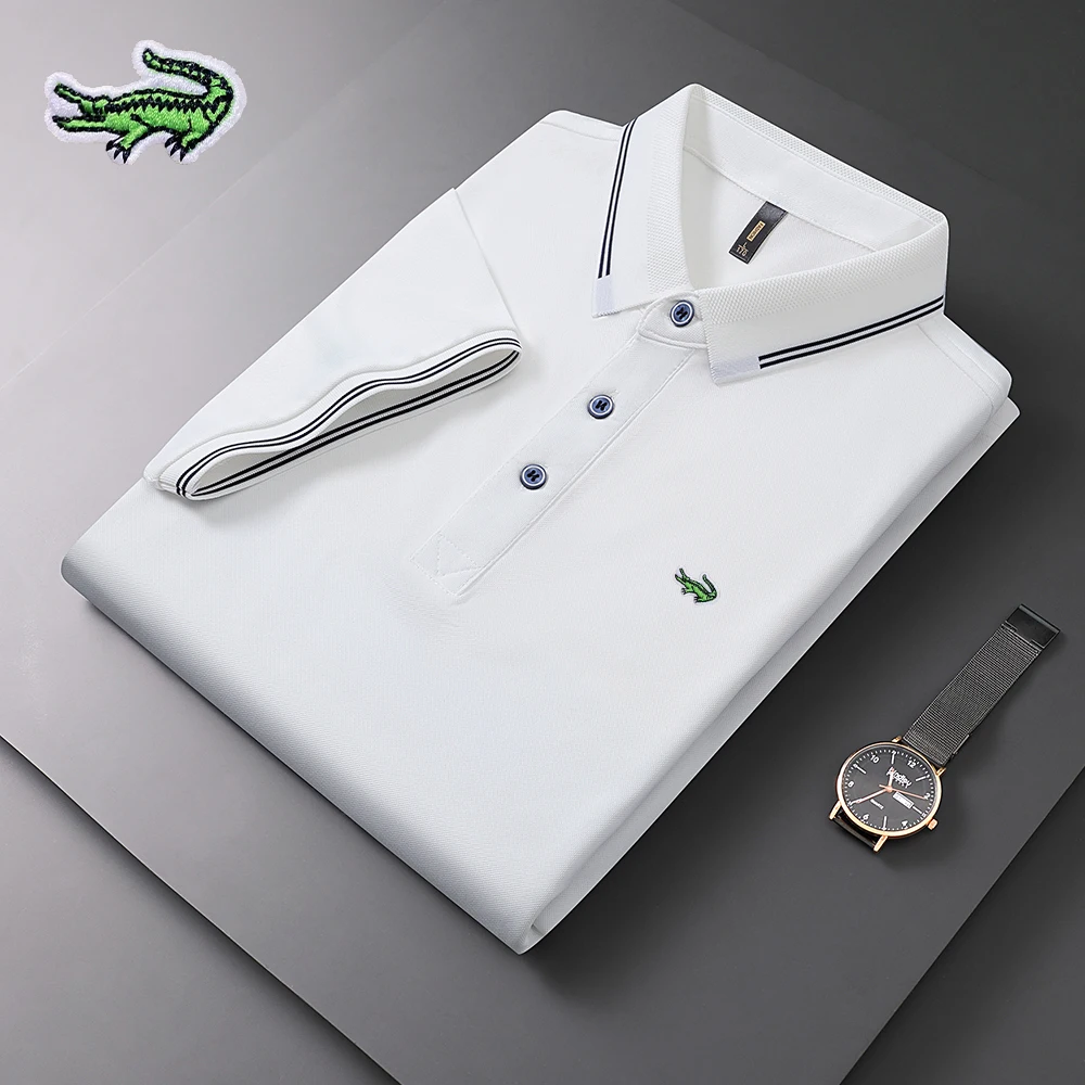 

CARTELO Men's Summer New Lapel Polo Shirt Cotton Embroidered Short Sleeve Casual Business Fashion Slim Fit Polo Shirt for Men
