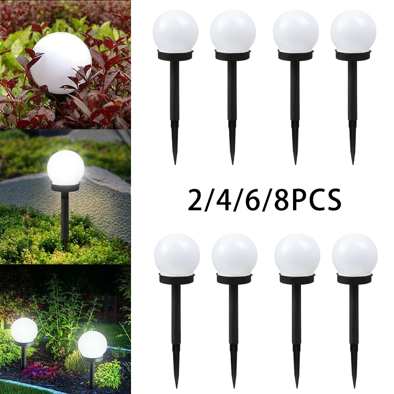 

2/4/6/8PCS LED Solar Light Round Ball Festoon Outdoor Waterproof Lawn Light Pathway Landscape Lamp Garden Christmas Decoration