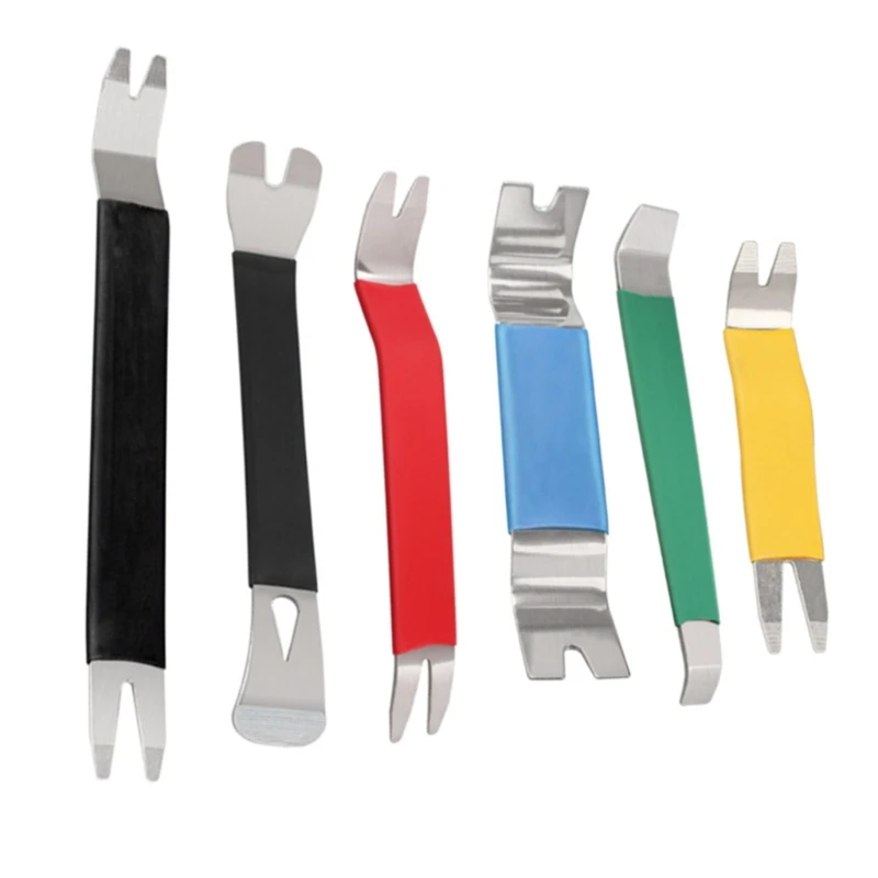 6pcs Trim Door Clip Panel Dashboard Radio Interior Repair Removal Metal Car Removal Pry Disassembly Tool