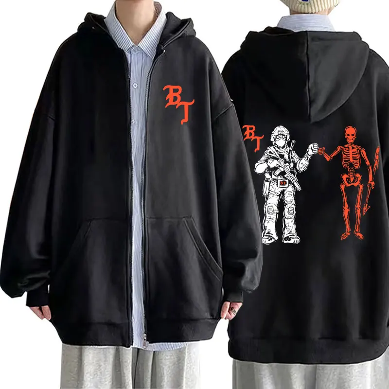 

Forward Observations Group Skeleton Print Zipper Hoodie Male Vintage Black Zip Up Jacket Men Gothic Oversized Zip Up Sweatshirt