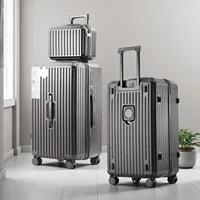 Valise épaisse de très grande capacité, ensemble ABS + PC, boîtier de chariot, Interface de chargement USB, roues universelles, bagages 3