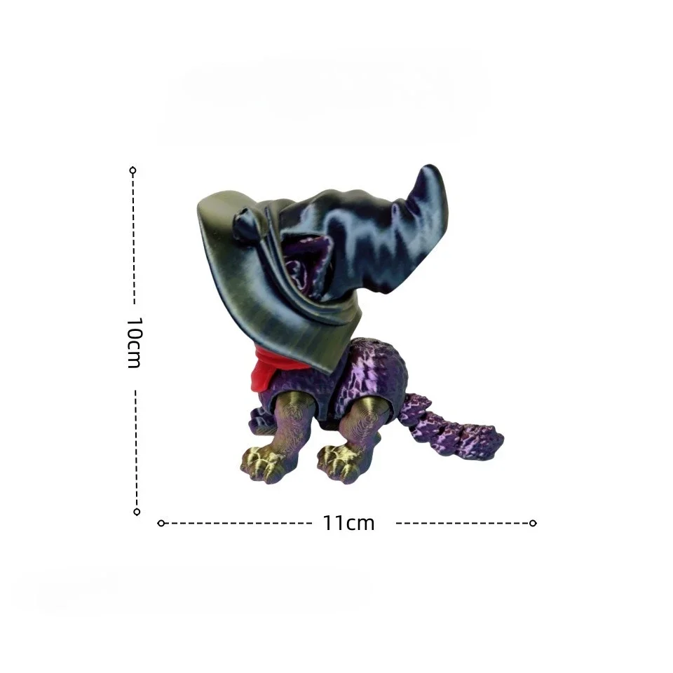 Magical 3D Printed Movable Cat Figurine with Witch Hat - Home and Office Decoration Gift