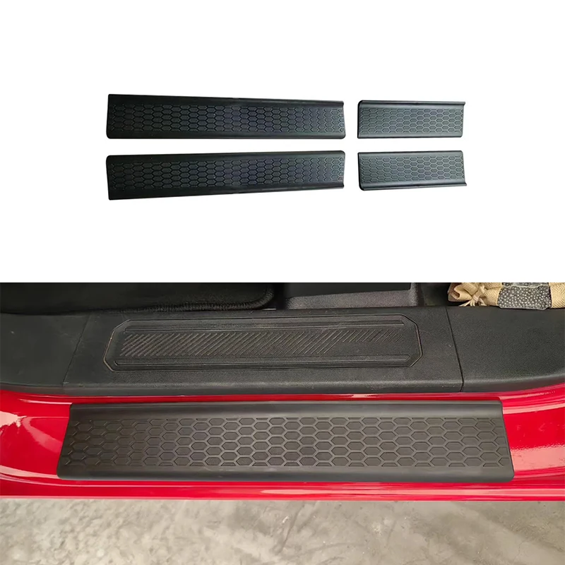 Car Door Sill Guards Protectors Black Front Rear Door Entry Guards Protectors Scuff Plate for Ford Bronco 2021+ 2