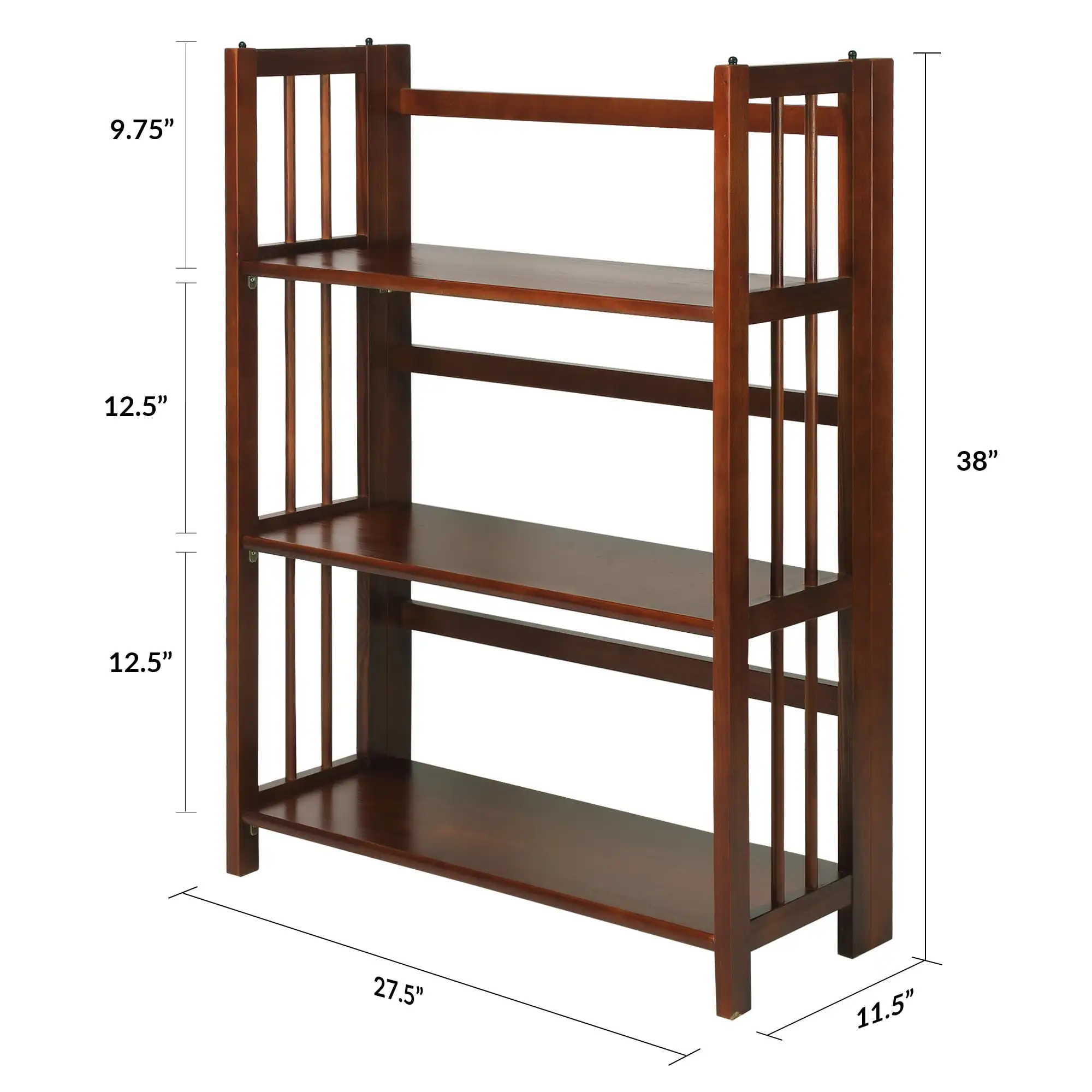 

Casual Home 330-23 27.5 in. 3-Shelf Folding Stackable Bookcase, Walnut