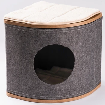 Mewoofun Pet Corner House With Cushion Sturdy Easy Install Cat Bed 4 Seasons Great Design Removable.jpg