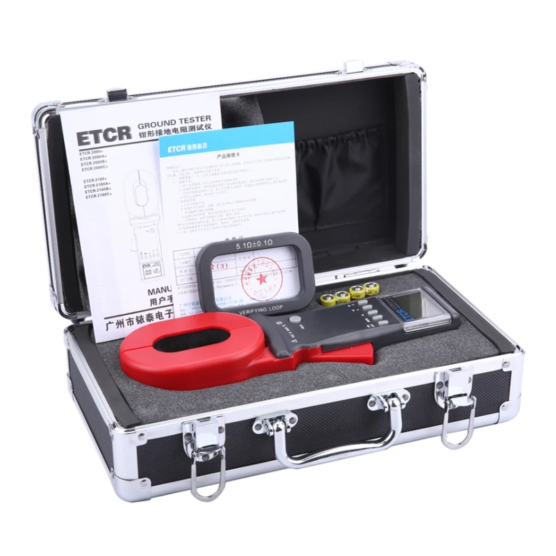ETCR2000A+ 0.01-200ohm 99 세트 저장 데이터 클램프 온 디지털 접지 저항 테스터(경보 기능 포함)