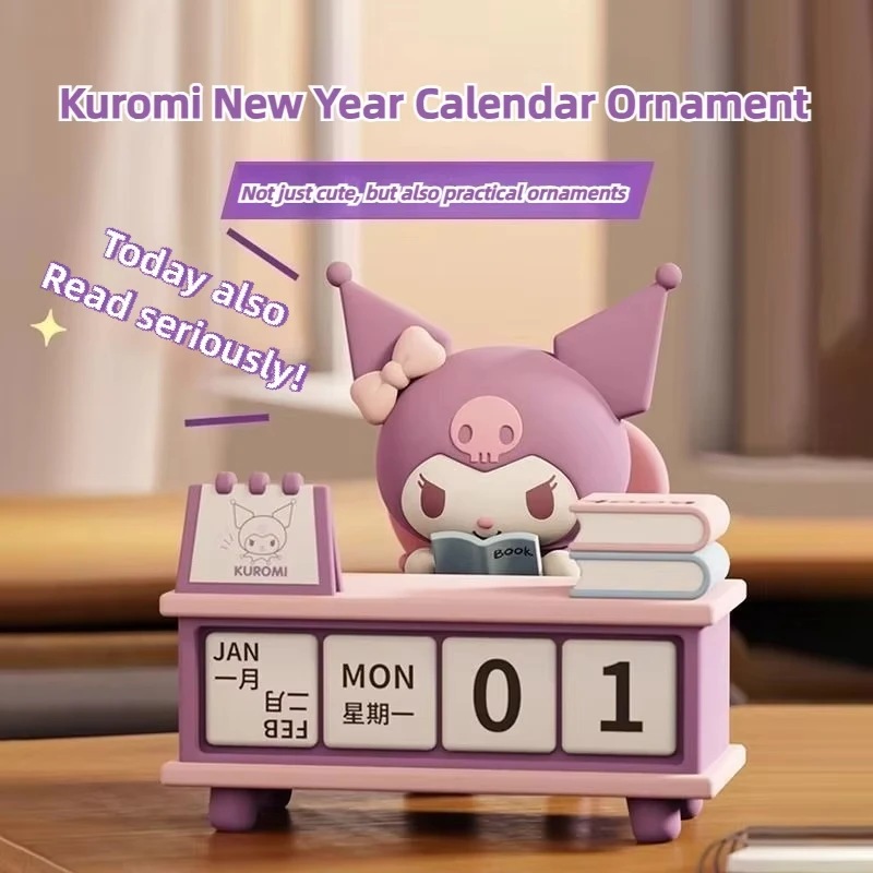 Calendario Kuromi con Personaggi Cartoon Carini Seduti, Organizer con Data a Vista, Decorazione da Scrivania Rosa, Visualizzazione Mese, Settimana e Data - immagine 2