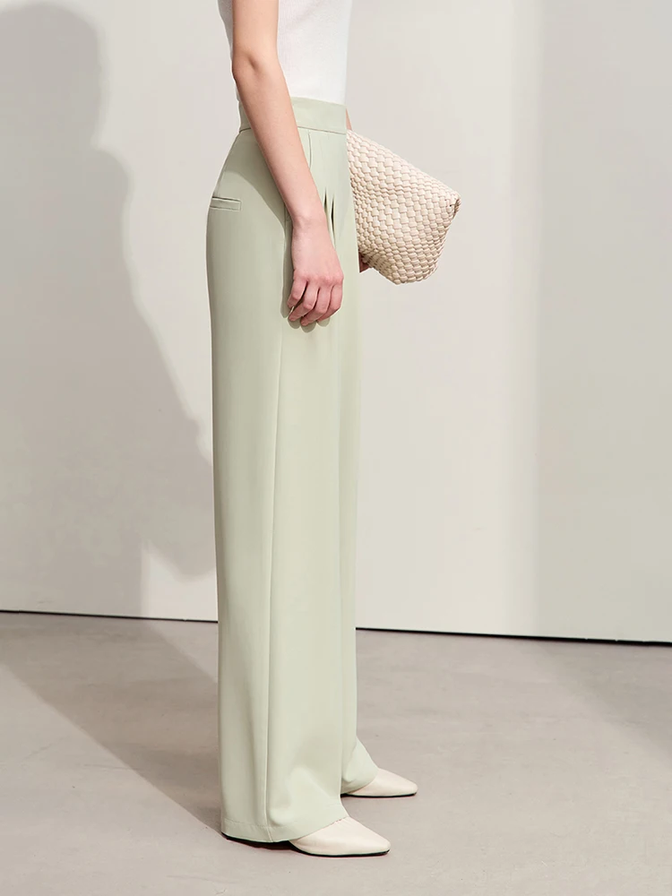 Amii Minimalism 2024 Summer New Women Pants Office Lady Letters Embroidery High Waist Wide Leg Female Floor Trousers 12422042