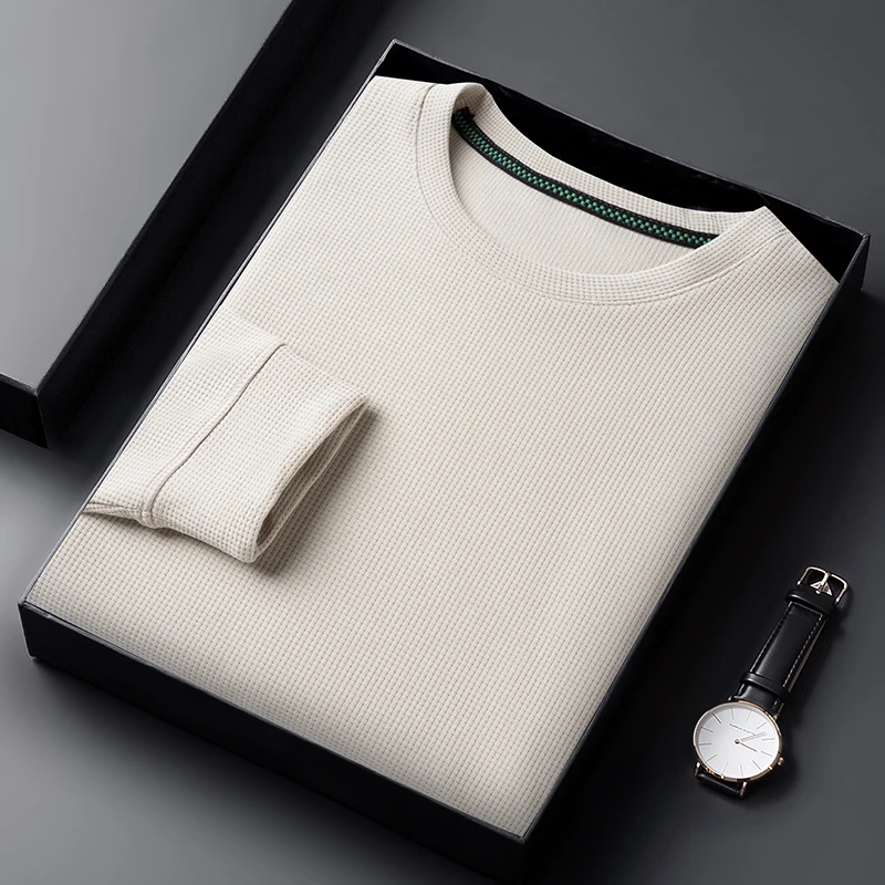 PlatiNum Men's Casual Waffle T-shirt texture close-up