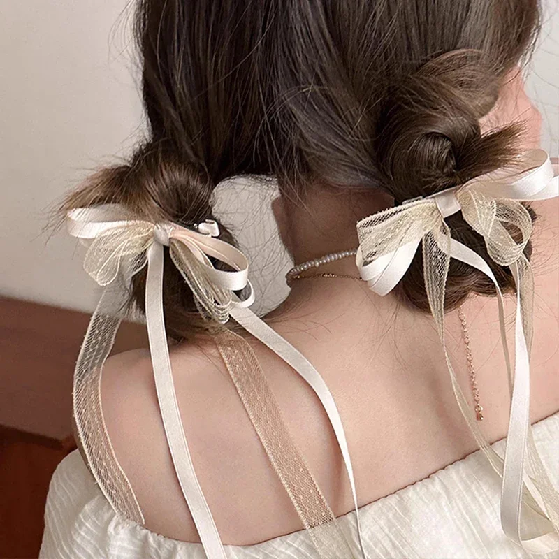 

2 шт., милые корейские кружевные заколки для волос