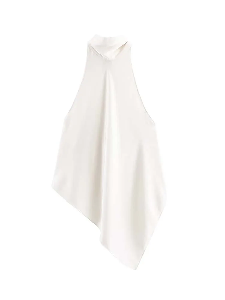 New Slip Tops Fashion Satin Elegant Tie Backless Top Woman 2025 Sleeveless Thin Straps Short Tops For Women Backless Sexy Party