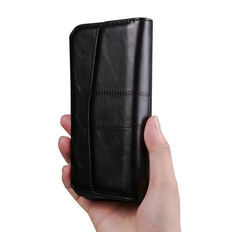 Leather Wallet Card Holder Phone Holster with Belt Clip
