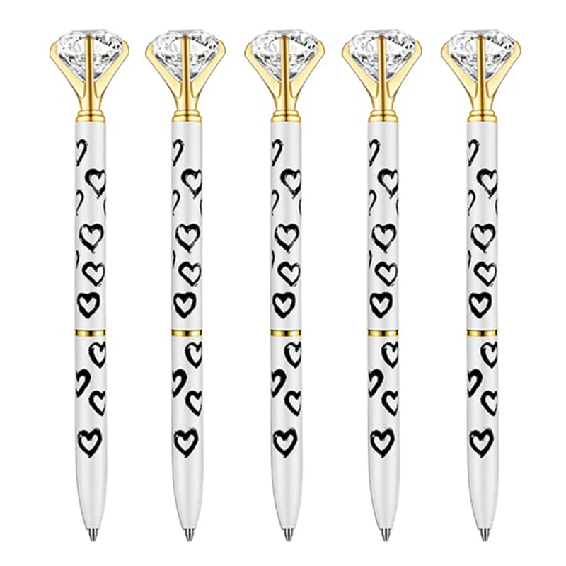 

5Pcs Crystal Diamond Pen Gem Ballpoint Pen 0.7mm Black Ink Writing Pen for Student School